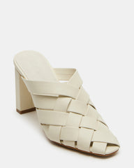 NAKITA White Square-Toe Woven Mule Women's Heel