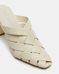 NAKITA White Square-Toe Woven Mule Women's Heel