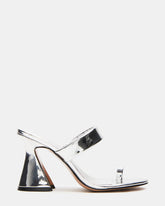 RENIE Silver Women's Open Toe Mule Heel