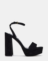 LESSA Black Suede Platform Block Heel | Women's Heels