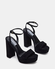 LESSA Black Suede Platform Block Heel | Women's Heels