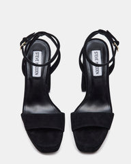 LESSA Black Suede Platform Block Heel | Women's Heels