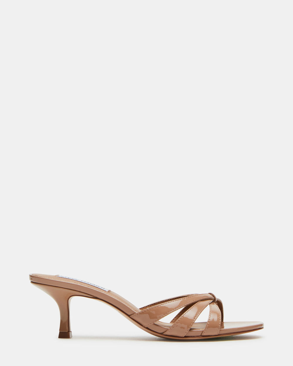 CARY Tan Patent Leather Square-Toe Strappy Mule Women's Heel
