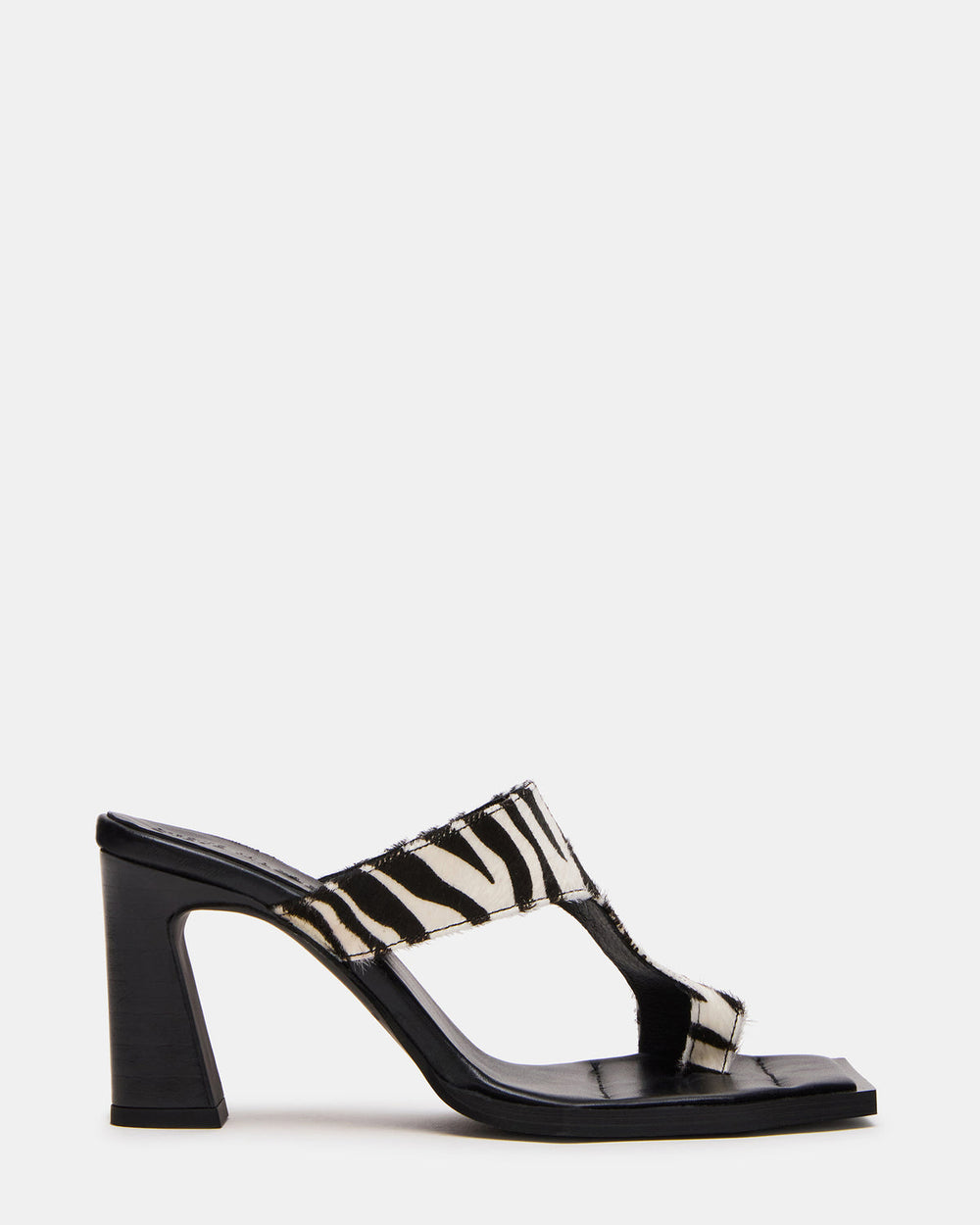 ALAMEDA Zebra Square-Toe Mule Women's Heel
