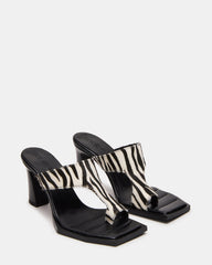 ALAMEDA Zebra Square-Toe Mule Women's Heel