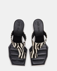 ALAMEDA Zebra Square-Toe Mule Women's Heel