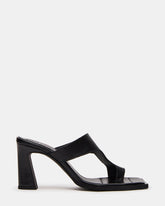 ALAMEDA Black Leather Square-Toe Mule Women's Heel
