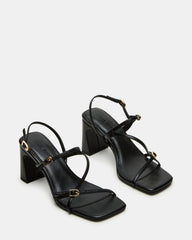 VANTAGE Black Women's Square-Toe Strappy Slingback Heel