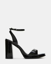 SULLIVAN Black Patent Square-Toe Strappy Heel | Women's Heels