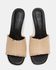 CRESCENT Raffia Square Toe Mule Heel | Women's Heels
