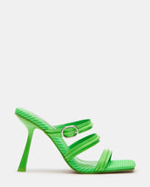 TRIN Green Strappy Square Toe Mule | Women's Heels