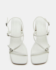 VANTAGE White Women's Square-Toe Strappy Slingback Heel