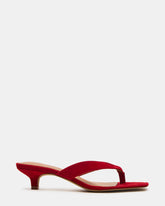TRACIE Red Suede Thong Strap Women's Kitten Heel