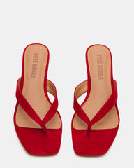 TRACIE Red Suede Thong Strap Women's Kitten Heel