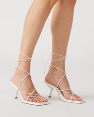 JOLENE White Strappy Lace-Up Heel | Women's Heels