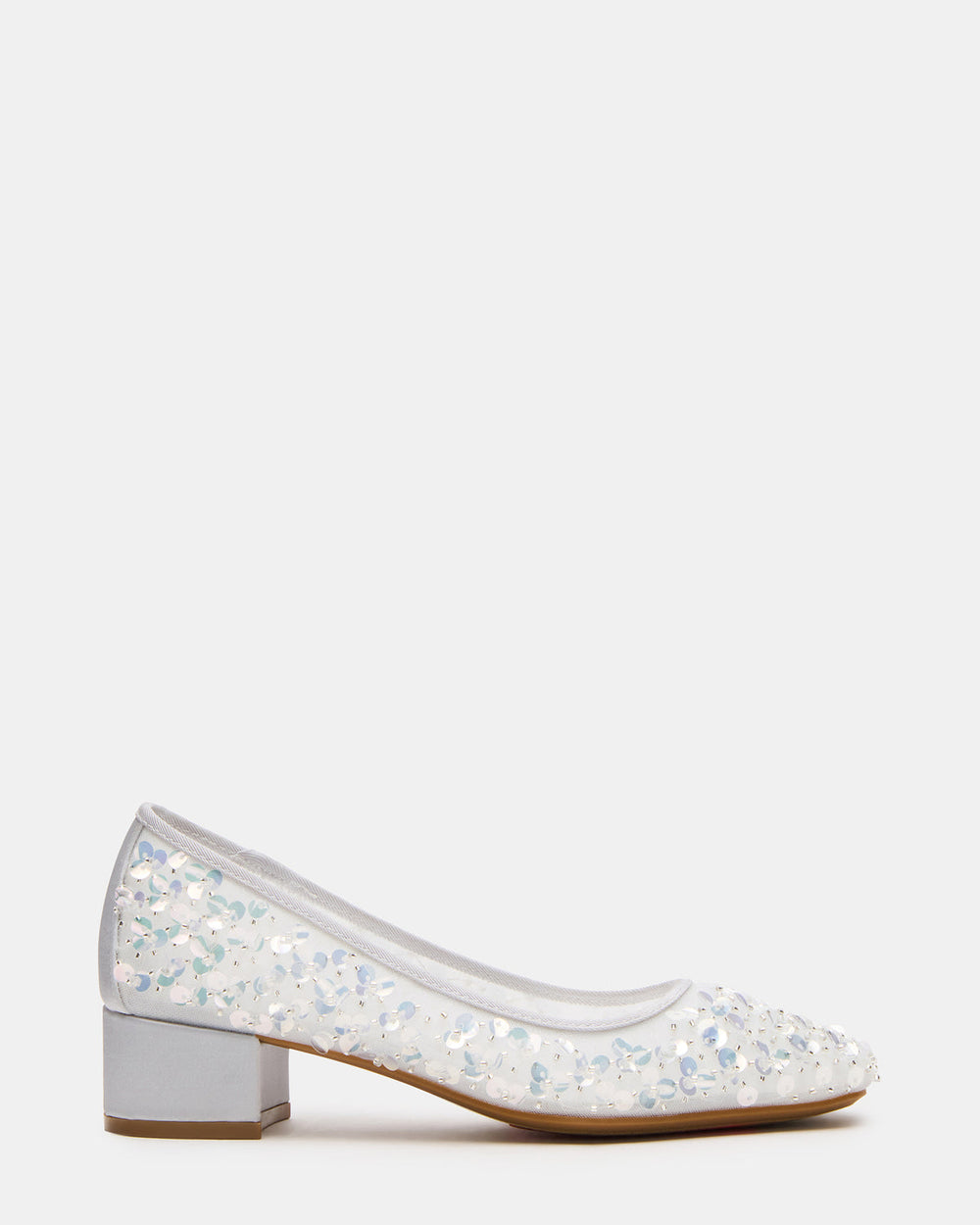 MOLLIE Silver Sequins Ballet Block Heels
