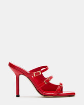 OPULENT Red Leather Square Toe Mule Heel | Women's Heels