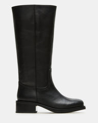 RIGGS Black Leather Wide Calf Square-Toe Women's Boot