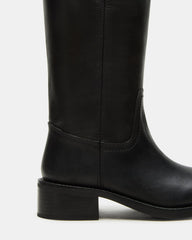 RIGGS Black Leather Wide Calf Square-Toe Women's Boot