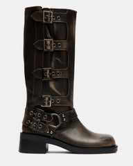 ROCKY Brown Distressed Women's Knee-High Moto Boots