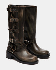 ROCKY Brown Distressed Women's Knee-High Moto Boots