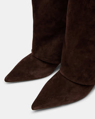 LUCA Brown Suede Pointed-Toe Cuffed Kitten Heel Women's Boot
