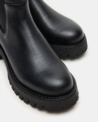 LOWA Black Leather Lug Chelsea Platform Women's Ankle Boot