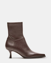 STASIA Brown Pointed-Toe Kitten Heel Women's Ankle Boot