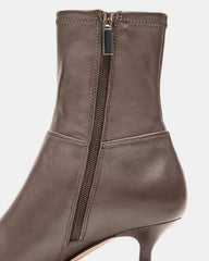 STASIA Brown Pointed-Toe Kitten Heel Women's Ankle Boot