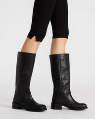 RIGGS Black Leather Square-Toe Women's Boot
