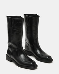 PRIMO Black Leather Square-Toe Women's Boot