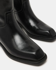 PRIMO Black Leather Square-Toe Women's Boot
