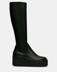 DRACO Black Knee-High Round-Toe Platform Women's Boot