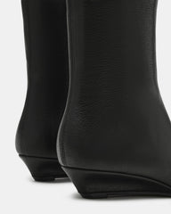 FLAIRE Black Leather Square-Toe Wedge Bootie Women's Ankle Boot