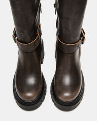 BRIGADE Brown Distressed Women's Knee-High Moto Lug Boot