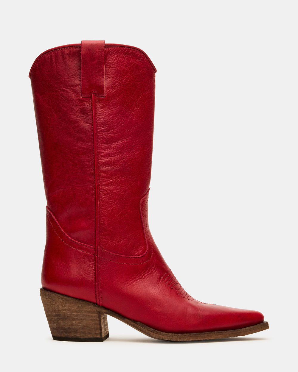 ALBANY Red Leather Pointed-Toe Women's Western Boot