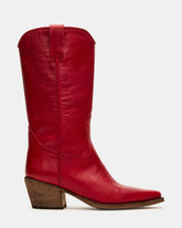 ALBANY Red Leather Pointed-Toe Women's Western Boot
