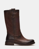 RUBEN Brown Leather Rounded Toe Women's Boot