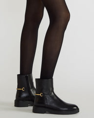 DIABLO Black Leather Women's Ankle Boot