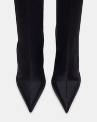 MIDNITE Black Pointed-Toe Stiletto Heel Sock Women's Ankle Boot