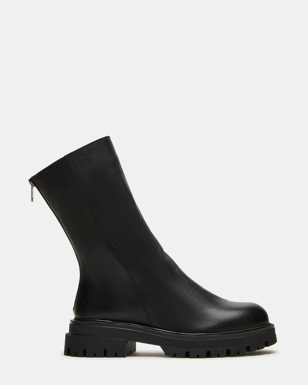 LAMI Black Leather Lug Sole Women's Ankle Boot