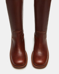 RIGGS Rust Leather Wide Calf Square-Toe Women's Boot