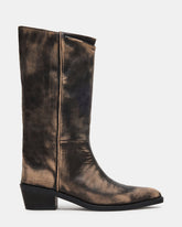 RAPTOR Black Distressed Pointed-Toe Block Heel Western Women's Boot