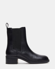KAPLAN Black Leather Chelsea Block Heel Women's Ankle Boot