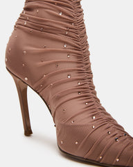 RASHIDA Blush Mesh Over-The-Knee Pointed-Toe Rhinestone Stiletto Heel Women's Boot