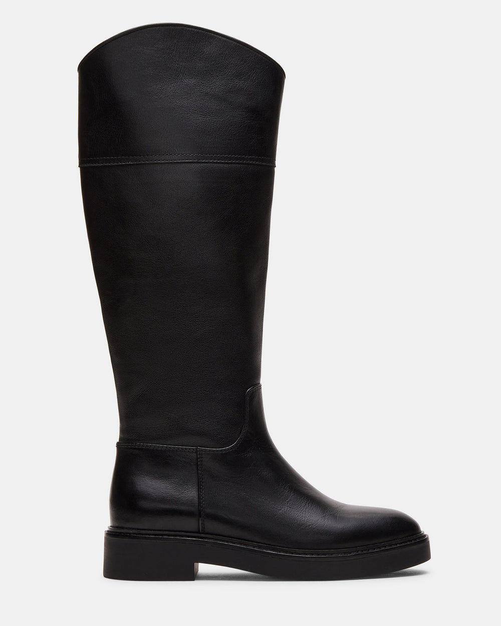 RADKE Black Leather Knee-High Rounded Toe Riding Women's Boot