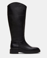 RADKE Black Leather Knee-High Rounded Toe Riding Women's Boot