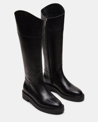 RADKE Black Leather Knee-High Rounded Toe Riding Women's Boot