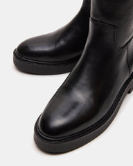 RADKE Black Leather Knee-High Rounded Toe Riding Women's Boot