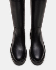 RADKE Black Leather Knee-High Rounded Toe Riding Women's Boot